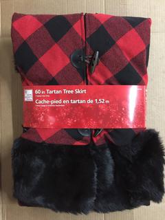 (1) 60" Tartan & Faux Fur Tree Skirt.
