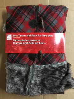 (1) 60" Tartan & Faux Fur Tree Skirt.