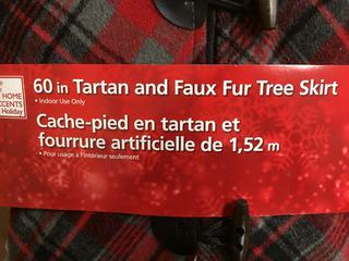 (1) 60" Tartan & Faux Fur Tree Skirt.