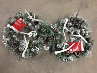 (2) 30" Flocked Wreaths.