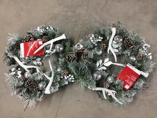(2) 30" Flocked Wreaths.
