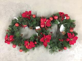 (2) 30" Icicle Shimmer LED Pre-Lit Wreaths With Timer.