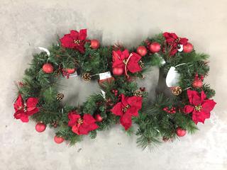 (2) 30" Icicle Shimmer LED Pre-Lit Wreaths With Timer.