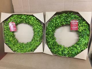(2) 24" Dried & Preserved Boxwood Wreaths.