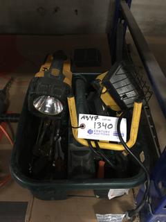 Quantity of Assorted Hand Tools, Flash Light and 250W Work Light.