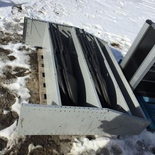 (4) Folding Chairs & Metal Shelving Unit.