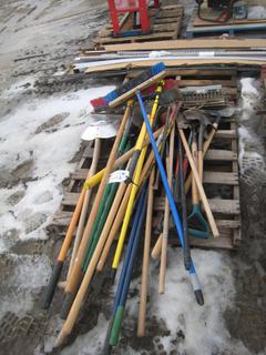 Quantity of Yard Tools. Includes Spades, Rakes, Picks, Shovels, Brooms.