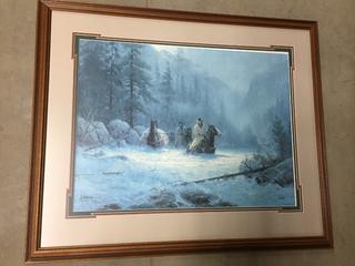 Framed Western Print 29 1/2" x 35 1/2".