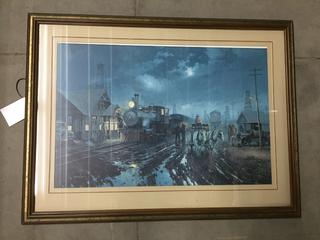 Framed Old Town Print 25 1/2" x 34".