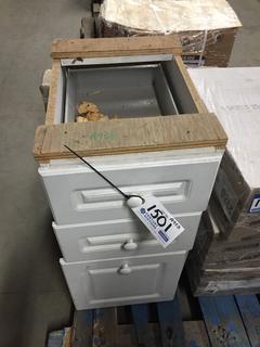 White 3 Drawer Cabinet w/ NO TOP.