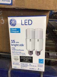 (45) Boxes of 2pk LED 15W Bright-Stik Bulbs.