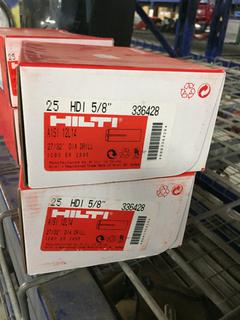 (2) Boxes of (25) Hilti HDI 5/8" Flush Anchors.