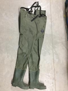 Nylon/PVC Hip Waders, Size 12, Needs Repairs.