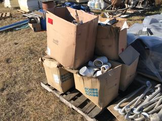 Quantity of Plumbing Hardware c/o 4" 90 Degree Elbows & 4" 45 Degree Elbows.