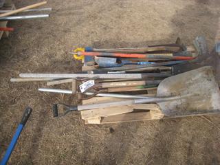 Miscellaneous Yard Tools c/o Shovels, Racks, Picks.
