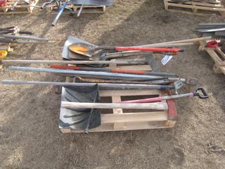 Miscellaneous Yard Tools c/o Shovels, Axe & Pry Bars.