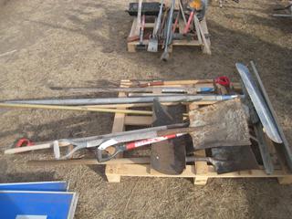 Miscellaneous Yard Tools c/o Shovels, Racks, Pick & Pitch Fork.