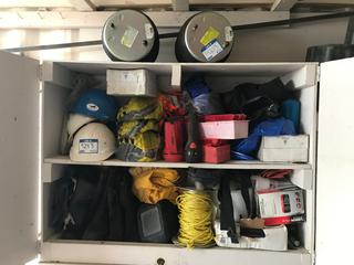Quantity of Safety Gear. Hard Hats, Rubber Boots, Flash Lights, Rain Gear, etc.