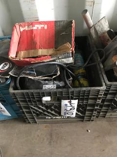 Crate w/ Hilti Anchors, Water Pump, String Line, etc.