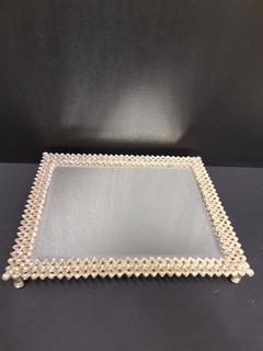 Swarovski Crystal Antique Gold Mirrored Vanity Tray (9.5"W x 11.25"L)