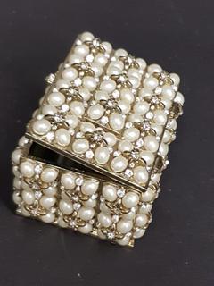 Swarovski Crystal & Seed Pearl Box (3"W x 2.5"L x 2"H)