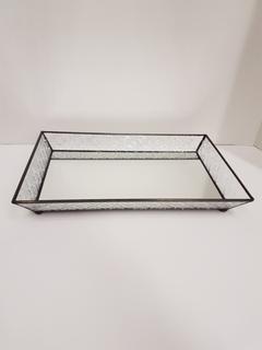 Lead Frame Antiqued Glass Mirrored Vanity Tray (8.75"W x 13.75"L x 2"H)