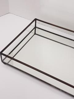 Lead Frame & Clear Glass Mirrored Vanity Tray (7.25"W x 12.25"L x 2"H)