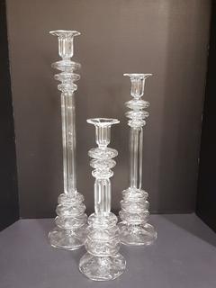 Italian Handblown Crystal Candlesticks (3 Piece) (23"H, 19"H, 15"H)
