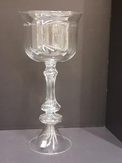 Italian Handblown Crystal Pedestal Bowl (10"R x 23"H)