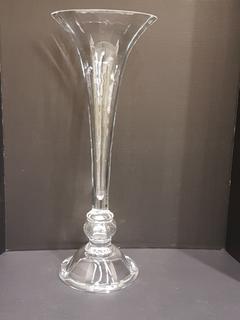 Italian Handblown Crystal Fluted Vase (9" R" x 24"H)