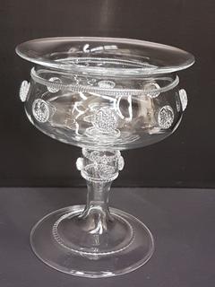 Bohemian Crystal Glass Pedestal Bowl created by Master Glass Blowers of the Czech Republic (9.5"R x 11"H)
