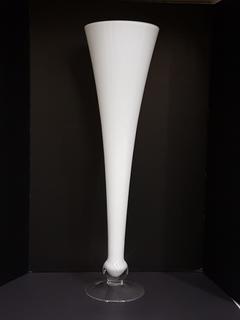 Handblown White & Clear Glass Fluted Vase (8.75"R x31.5"H)