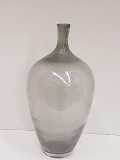 Grey Handblown Seeded Glass Vase (8.5"W x 16"H)