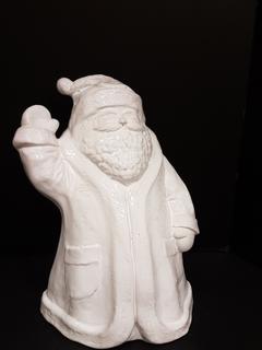 Hand Thrown High Gloss White Ceramic Santa Claus (13"W x 10"D x 16"H)