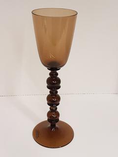 "Kim Seybert" Mouth Blown, Crafted and Finished by Hand Brown Seeded Glass Goblets (1 Piece) (3.5"R x 10.5"H)