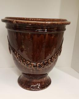 Authentic Hand Thrown Glazed Anduze Pot from South of France (14"W x 14"H)