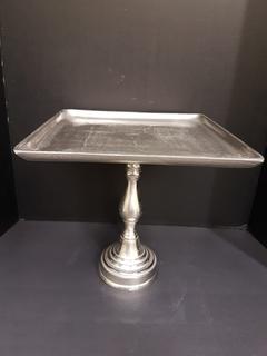 Hammered Pewter Pedestal Pastry Stand (12.5"W x 12.5"D x 12"H)