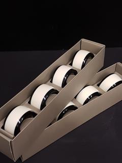 Polished Horn Cream/Black Napkin Rings (Set of 8) (2"R)