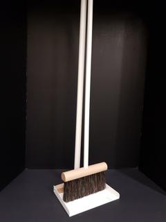French Boar Bristle & Metal Broom & Dustpan Stand Set (2 Piece) (8.5"W x 6.5"D x 35"H)