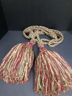 Handmade Designer Chenille Tassel Curtain Tie Backs (Wine/Green) (2 Piece) (3"W x 33"L)