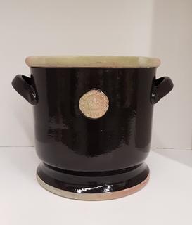 English Hand Thrown "Kew Pottery" Handled Black/Cream with Medallion (15"W x 11.5"R x 11"H).  No portion of the proceeds for this lot will be donated to Alberta Ballet.