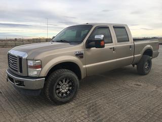 2010 Ford F350 4x4 Crew Cab P/U c/w V8 Powerstroke Turbo Diesel, Auto, A/C, Rear Seat Not Attached, Requires Repair. Showing 249,521 Kms. S/N 1FTWW3BB6AEA30405