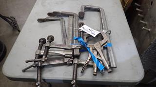 Qty Of (5) Bessey Clamps And (2) Vise Grip Clamps