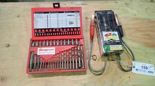 Snap On EXD35 35pc Screw Extractor Cobalt Drill Bit Set C/w Battery Tester *Note: Working Condition Unknown*