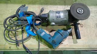 Black And Decker 120V Angle Grinder C/w Makita 120V 3/8in Drill