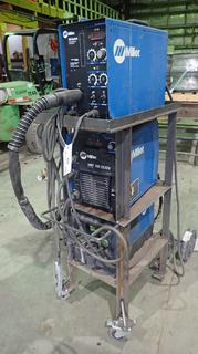 Miller XR 24V 5Amp Single Phase Extended Reach Wire Feeder. SN LJ490289V C/w Miller XMT 350 CC/CV 1/3-Phase Autoline,  Miller Coolmate 3 115V Single Phase Antifreeze Cooling System And 3-Tier Portable Metal Cart