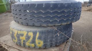 (2) Kumbo Powerfleet 973 12R22.5 Tractor Trailer Tires w/ Rims