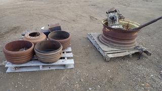 Qty Of (4) 17in Cast Brake Drums C/w Suspension Arm, Hendrickson Model HT3001B15-001 3000lb Trailer Suspension Axle And Eaton Mid Range Model FS4205B Transmission