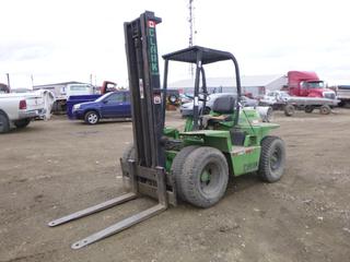 Clarklift IT-40 4000lb Cap. Rough Terrain Forklift C/w 4Cyl, 3Spd Shift Transmission, 2-Stage 4ft Mast And 4ft Forks. S/N IT40281046 *Note: Rear Tire Requires Repair, Item Cannot Be Removed Until Noon November 19th Unless Mutually Agreed Upon*