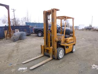 Toyota Model 62-4FCC20 3750lb Cap. LP Forklift C/w 4-Cyl Toyota Engine, 3-Stage Mast, 4ft Forks, 4ft Mast, 21X7X15 Front Tires And 18X5X12 1/8 Rear Tires. Showing 5314Hrs. SN 604FGC25-10155